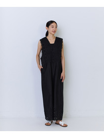 【ADIEU TRISTESSE】カットワーク刺繍サロペット 詳細画像 ブラック 7