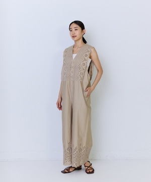 【ADIEU TRISTESSE】カットワーク刺繍サロペット 詳細画像 ベージュ 1