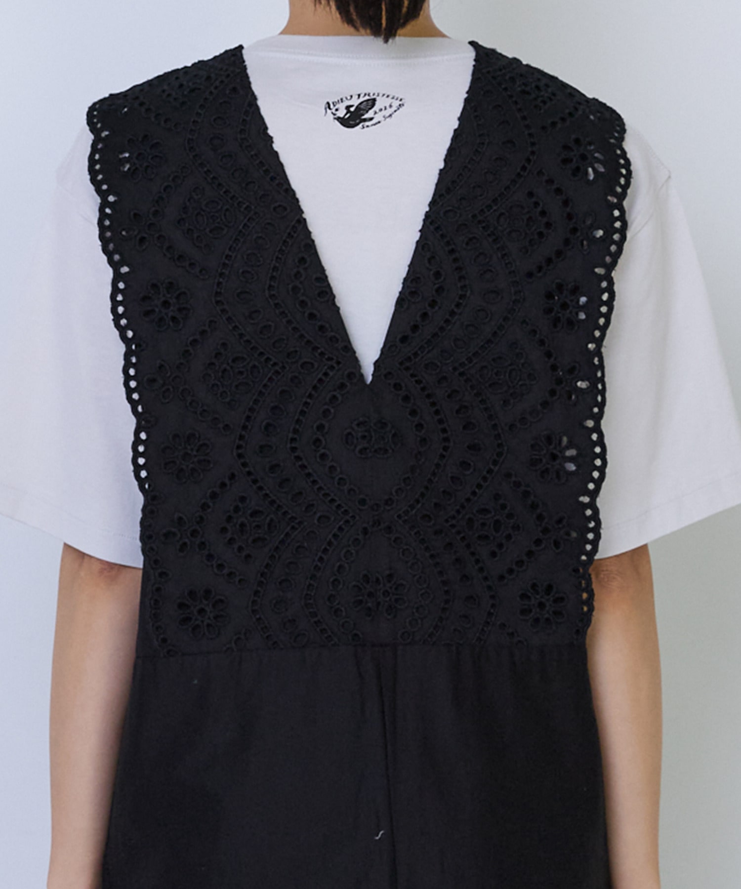 【ADIEU TRISTESSE】カットワーク刺繍サロペット 詳細画像 ブラック 13