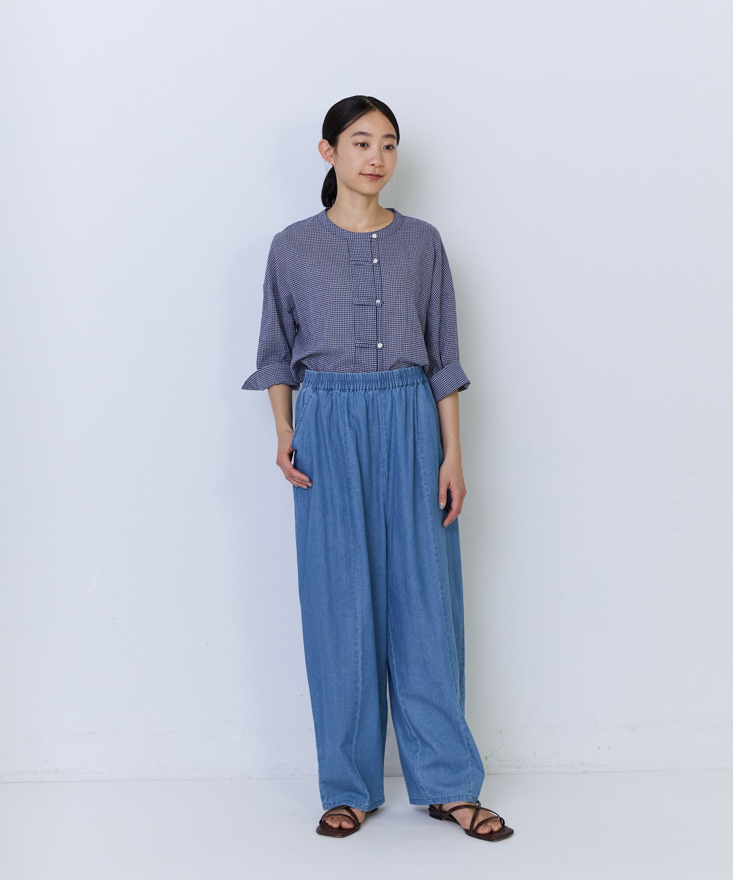 【ADIEU TRISTESSE】4.8ozデニムバレルレッグパンツ 詳細画像 インディゴブルー 1