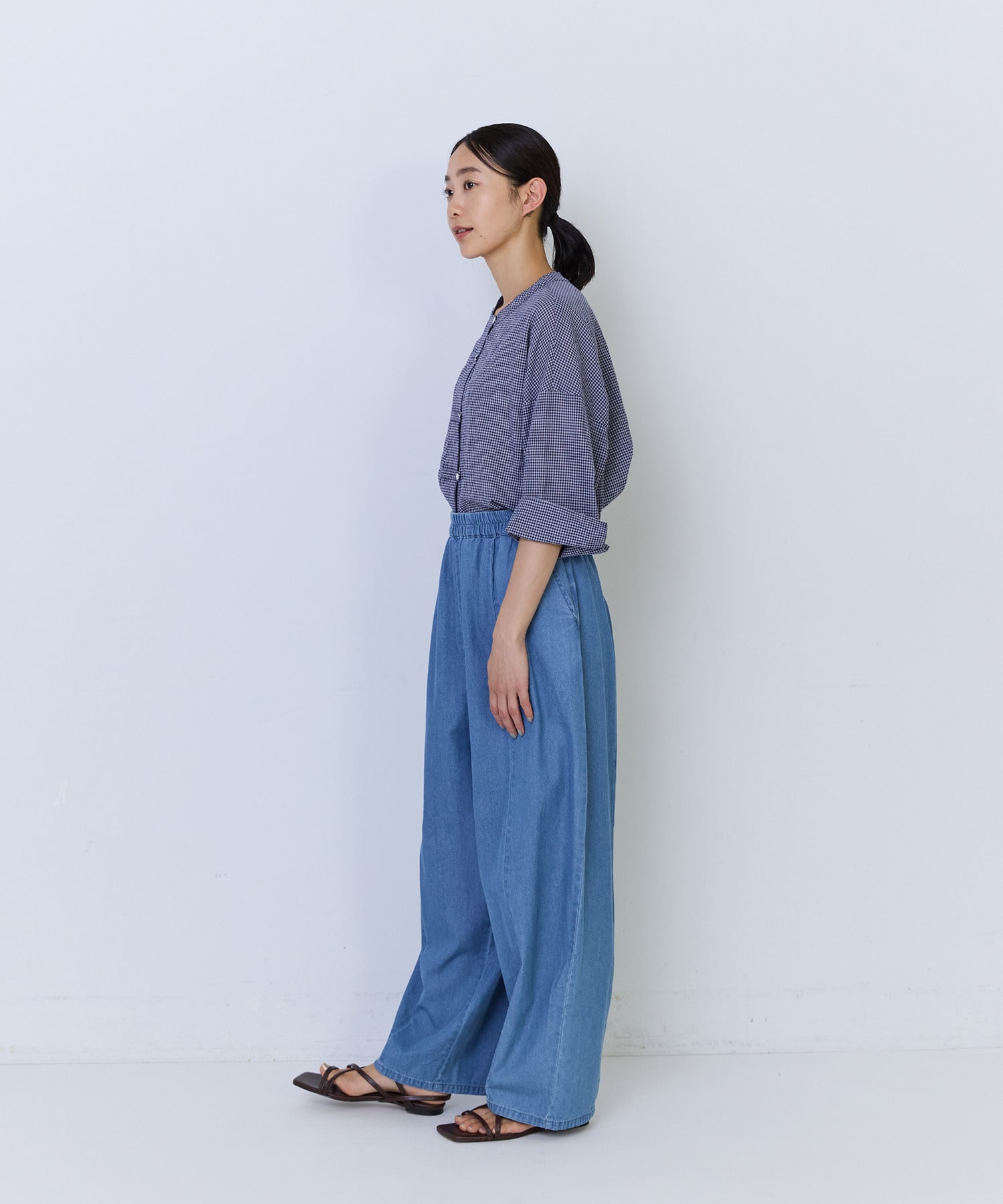 【ADIEU TRISTESSE】4.8ozデニムバレルレッグパンツ 詳細画像 インディゴブルー 2