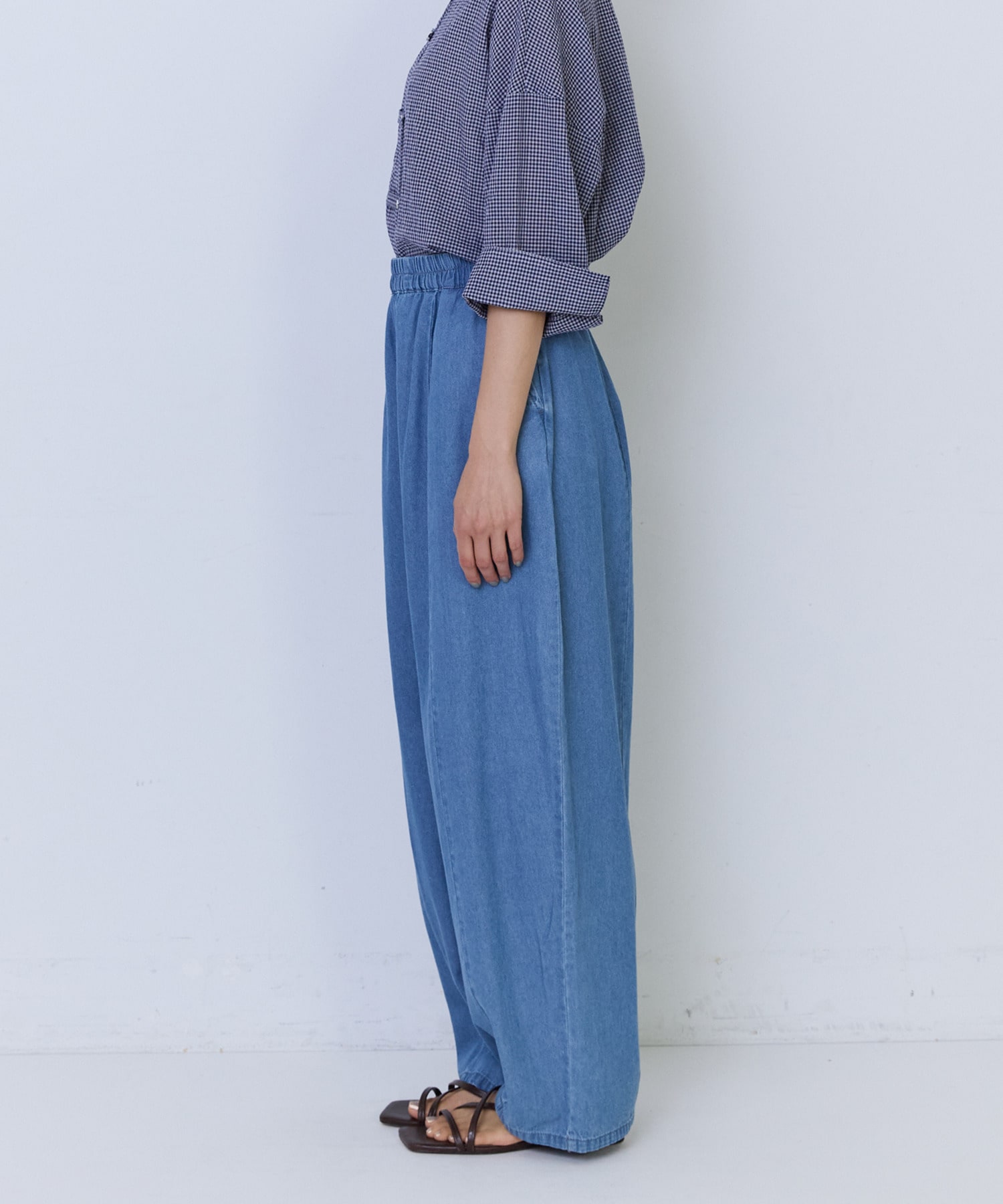 【ADIEU TRISTESSE】4.8ozデニムバレルレッグパンツ 詳細画像 インディゴブルー 5