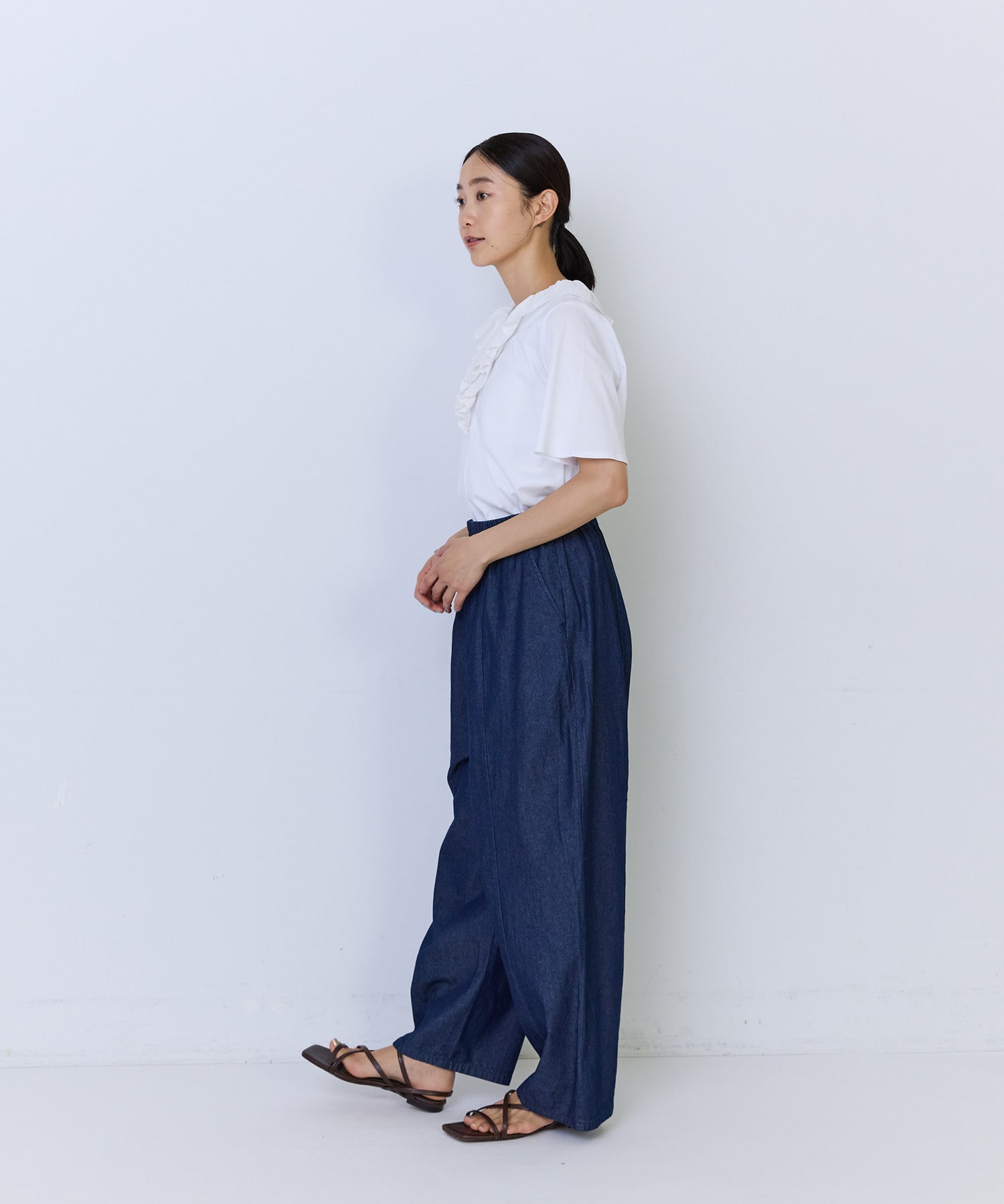 【ADIEU TRISTESSE】4.8ozデニムバレルレッグパンツ 詳細画像 インディゴブルー 8