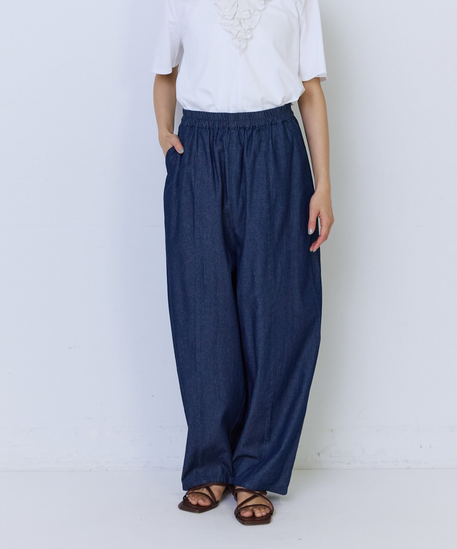 【ADIEU TRISTESSE】4.8ozデニムバレルレッグパンツ 詳細画像 インディゴブルー 1