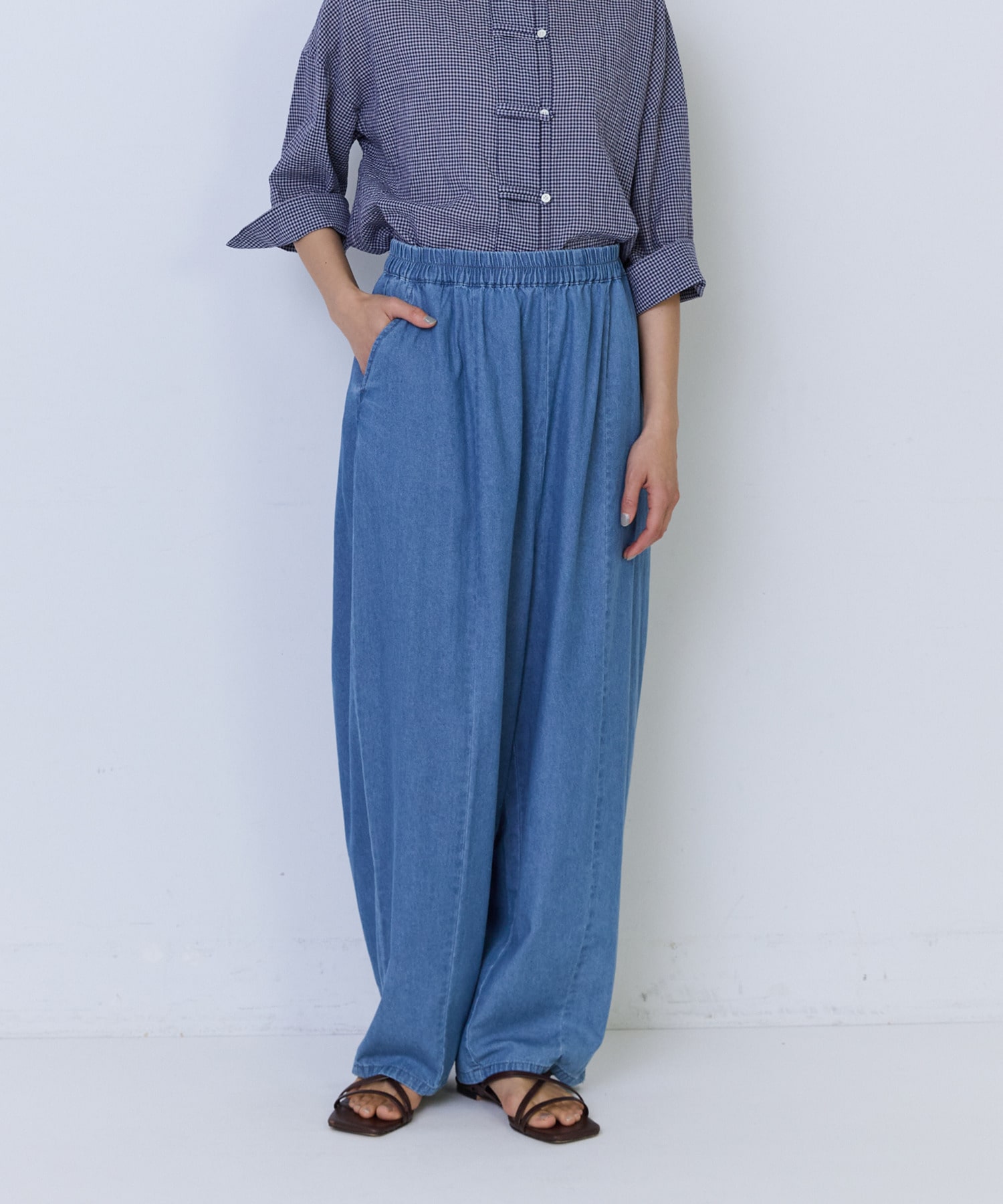 【ADIEU TRISTESSE】4.8ozデニムバレルレッグパンツ 詳細画像 ライトインディゴブルー 1