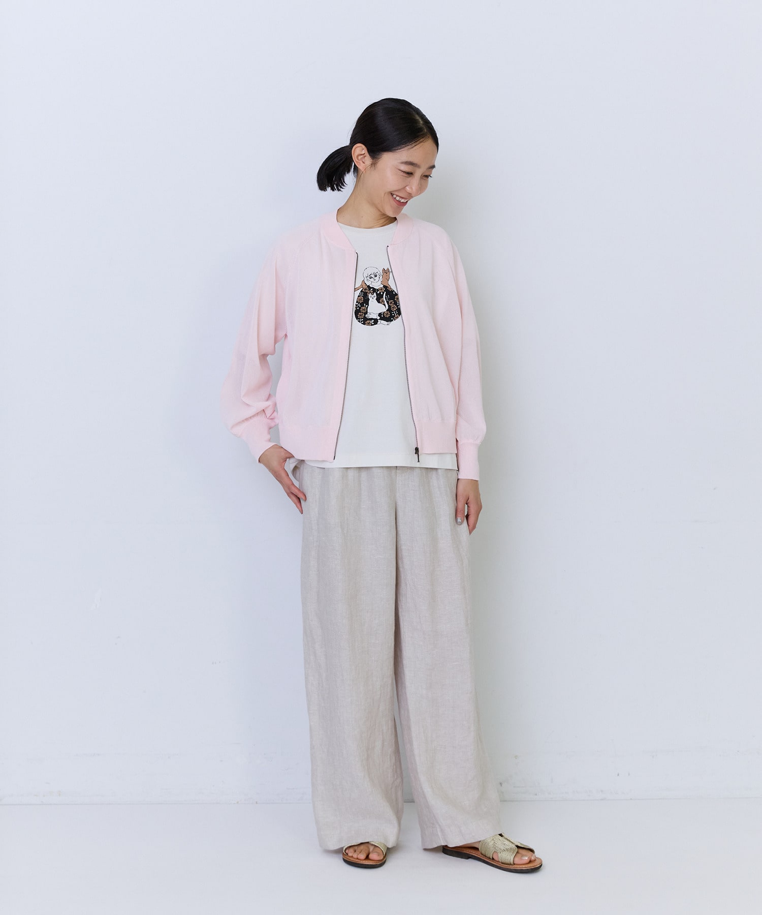 【ADIEU TRISTESSE】ペーパーポリエステルニットブルゾン 詳細画像 ネイビー 7