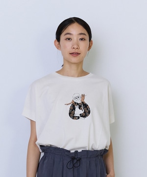 【ADIEU TRISTESSE】杉本さなえさん コラボフレンチスリーブTシャツ 詳細画像 アイボリー 1