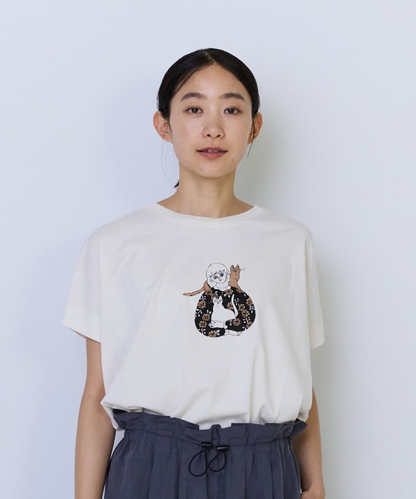 杉本さなえさん コラボフレンチスリーブTシャツ 詳細画像 アイボリー 1