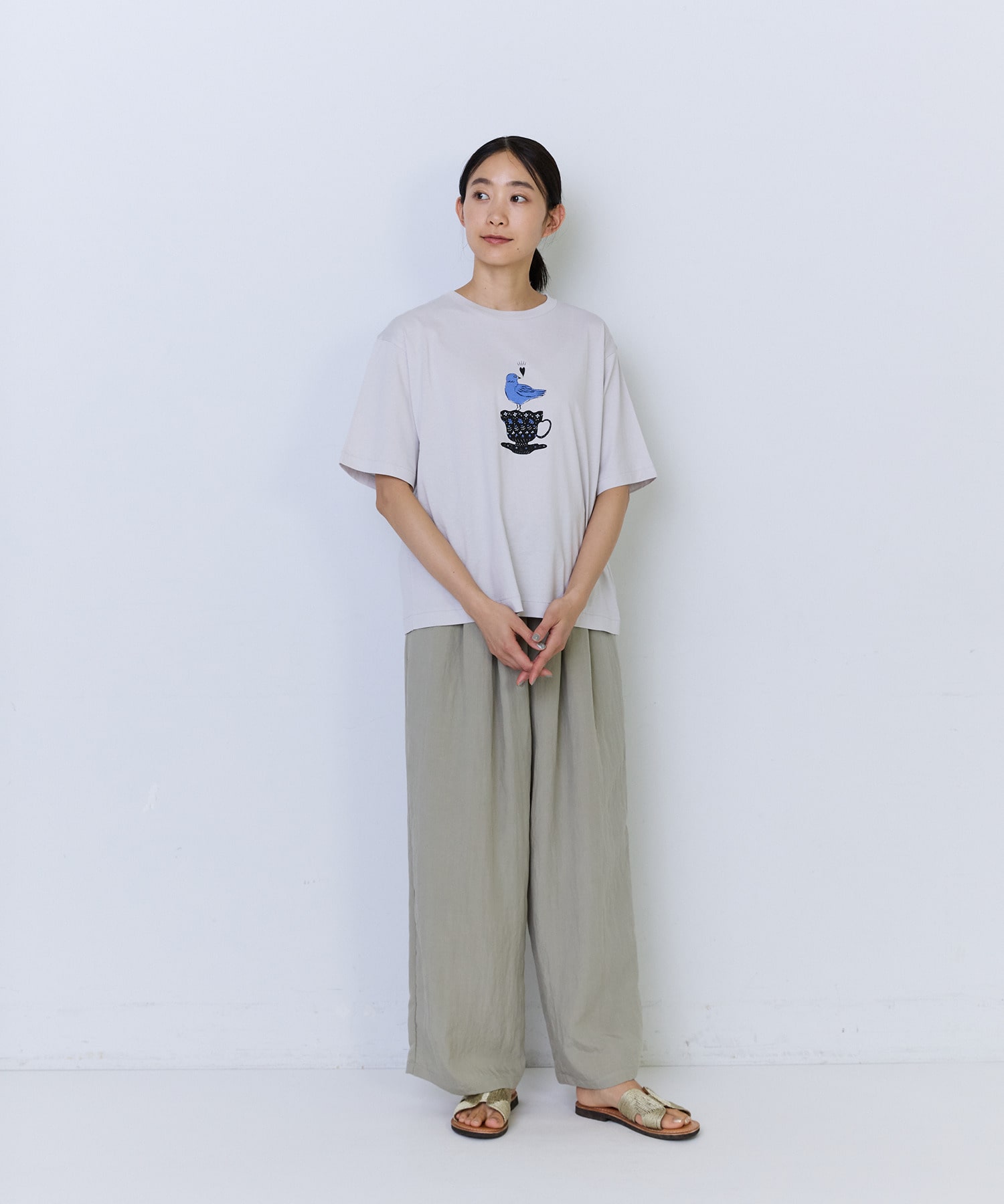 【ADIEU TRISTESSE】杉本さなえさん コラボフレンチスリーブTシャツ 詳細画像 グレー 13