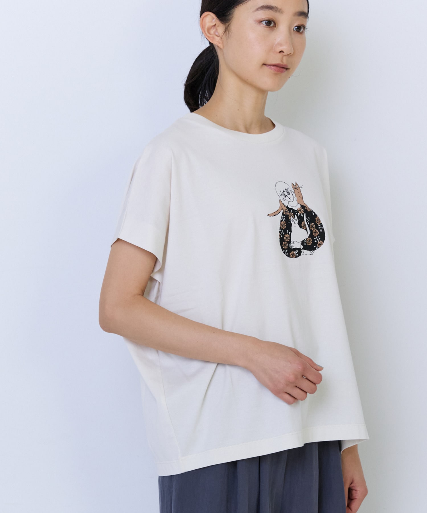 【ADIEU TRISTESSE】杉本さなえさん コラボフレンチスリーブTシャツ 詳細画像 グレー 21