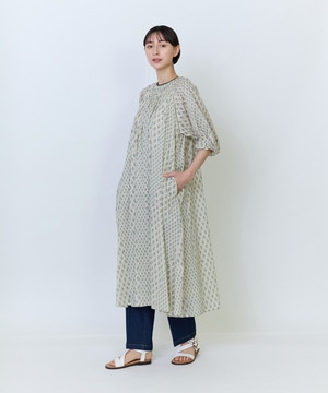 【LOISIR】インドコットンボイル小紋柄プリントワンピース 詳細画像 ベージュ系その他 1