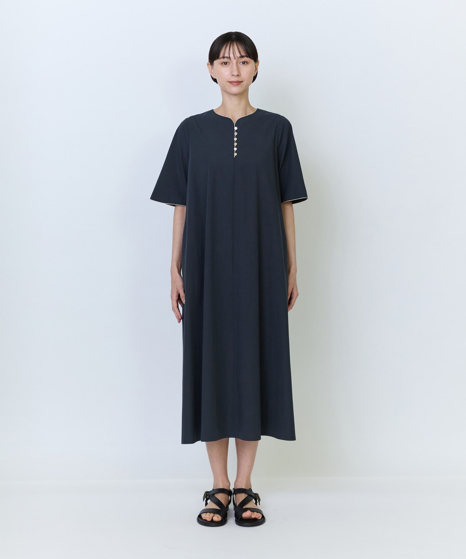 【LOISIR】コットンブロードAラインワンピース 詳細画像 チャコールグレー 10