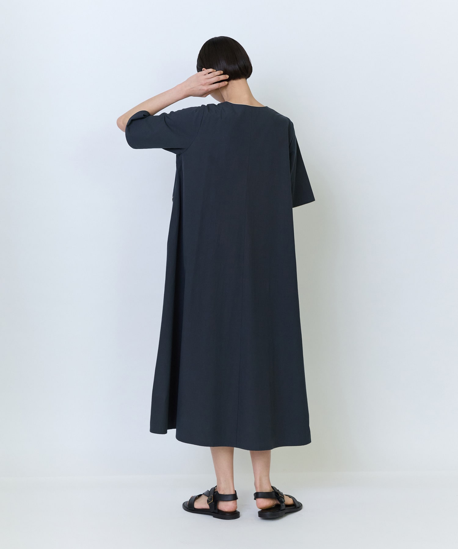 【LOISIR】コットンブロードAラインワンピース 詳細画像 チャコールグレー 6