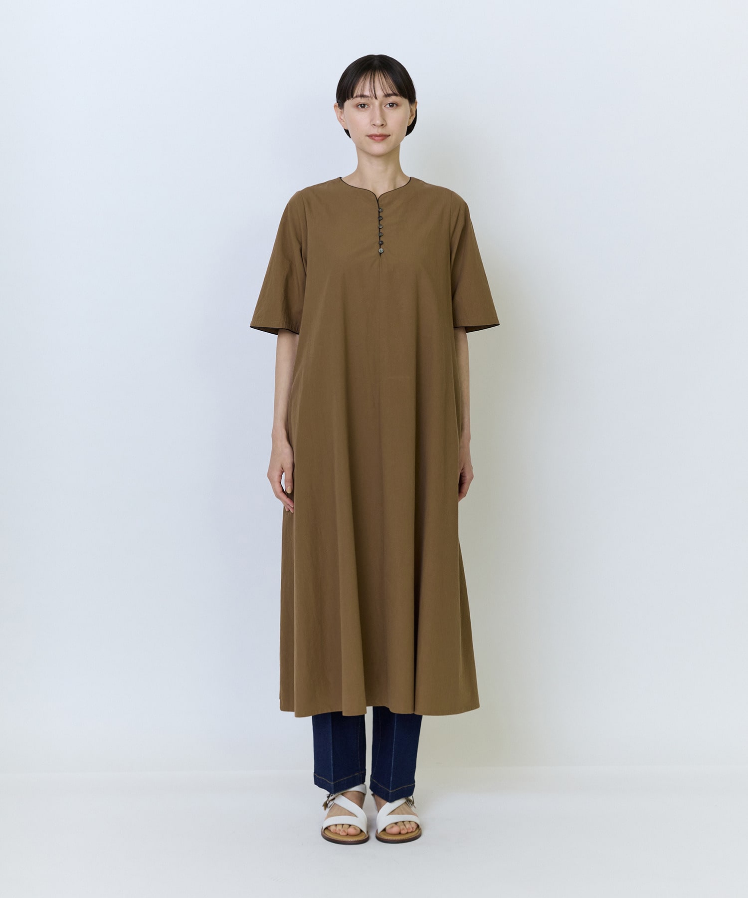 【LOISIR】コットンブロードAラインワンピース 詳細画像 チャコールグレー 7