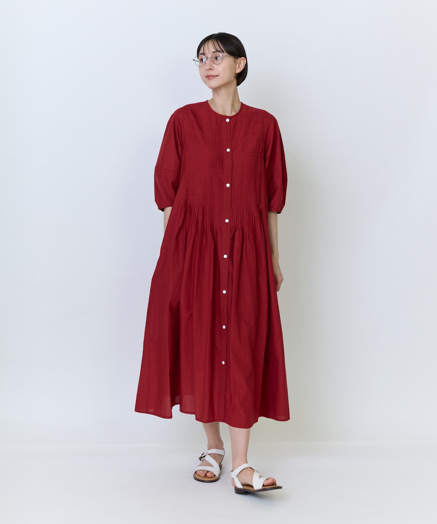 【LOISIR】インドコットンキャンブリックワンピース 詳細画像 レッド 1