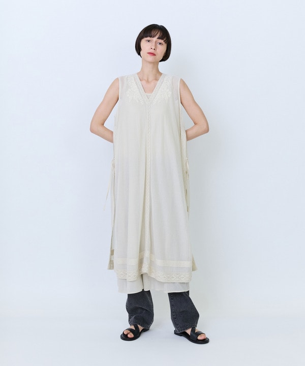 【LOISIR】【2WAY】インドコットンチュール刺繍ワンピース