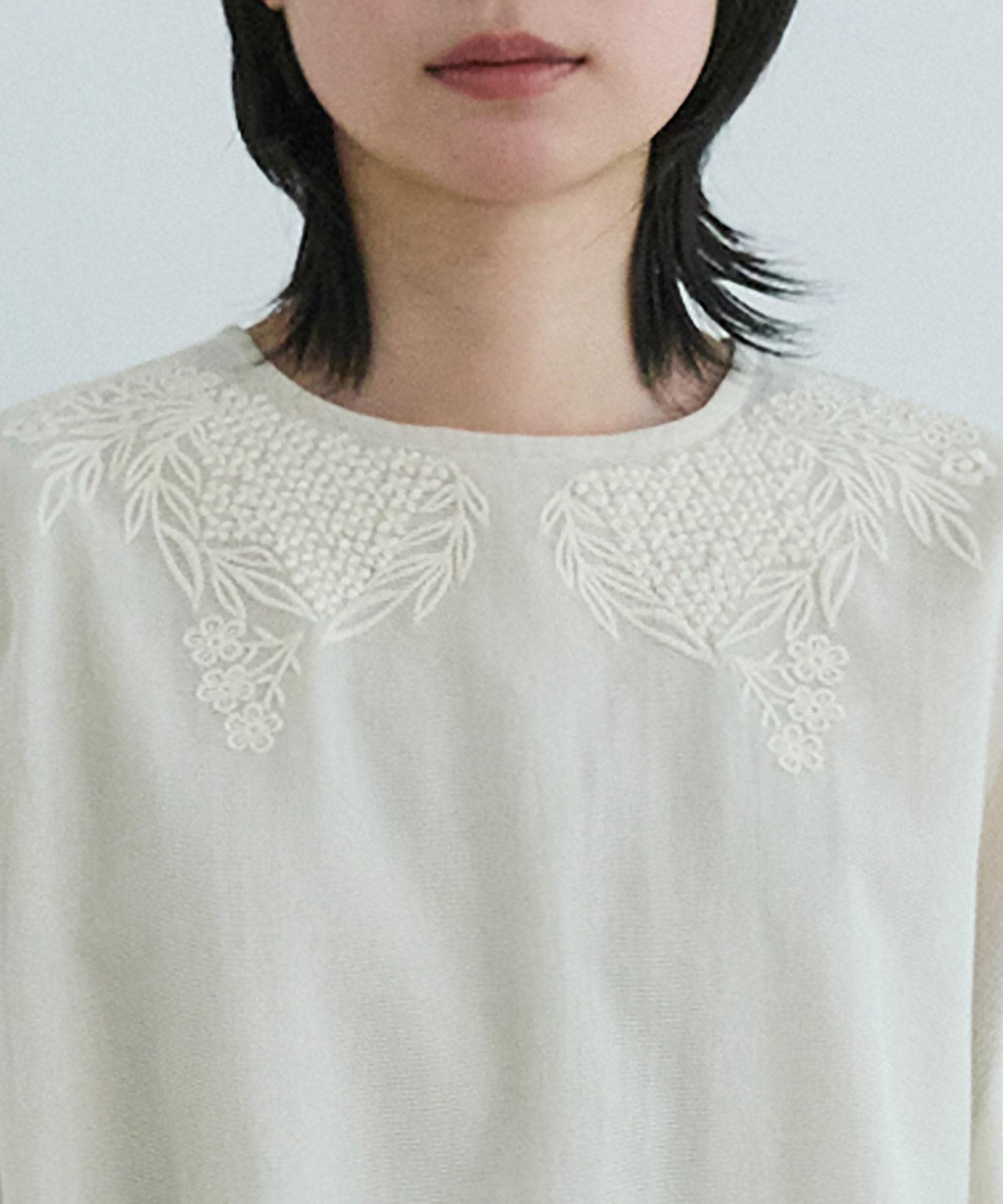 【LOISIR】インドコットンチュール刺繍バルーンブラウス 詳細画像 ベージュ 7
