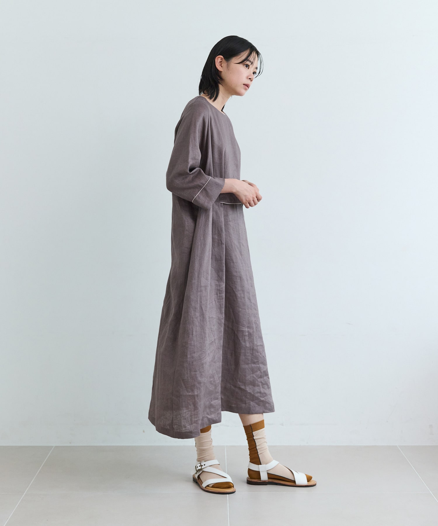 【LOISIR】ノーザンリネンベルテッドワンピース 詳細画像 モカ 13