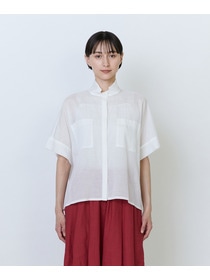 【LOISIR】エステル綿麻ローンオーバーシャツ 詳細画像 ブラウン 8