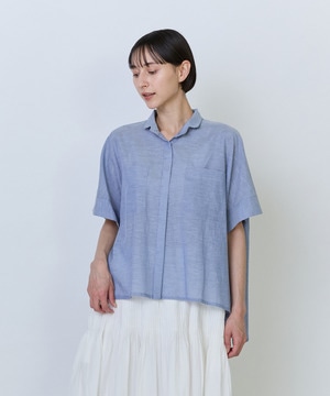 【LOISIR】エステル綿麻ローンオーバーシャツ 詳細画像 サックスブルー 1