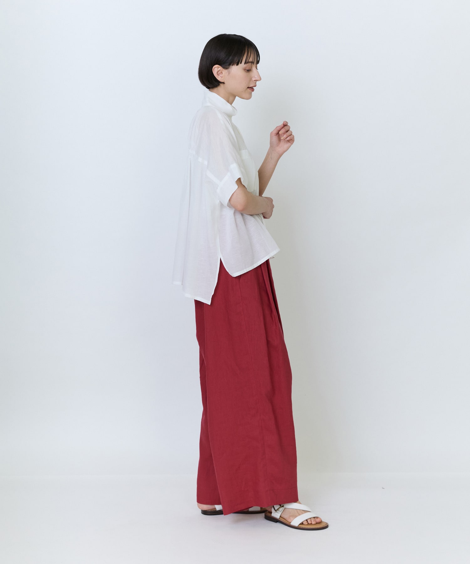 【LOISIR】エステル綿麻ローンオーバーシャツ 詳細画像 ブラウン 3