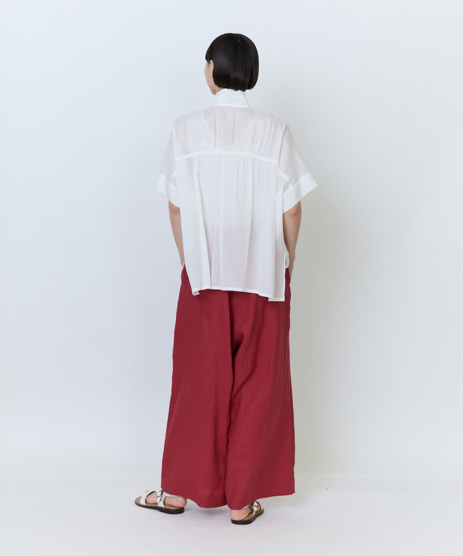 【LOISIR】エステル綿麻ローンオーバーシャツ 詳細画像 ブラウン 4