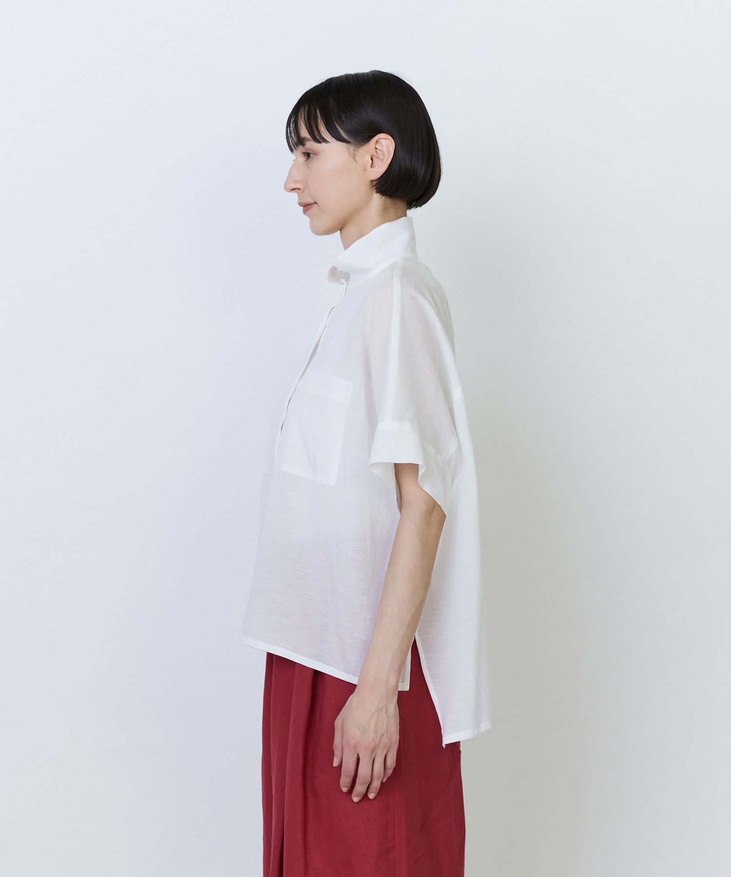 【LOISIR】エステル綿麻ローンオーバーシャツ 詳細画像 ブラウン 9