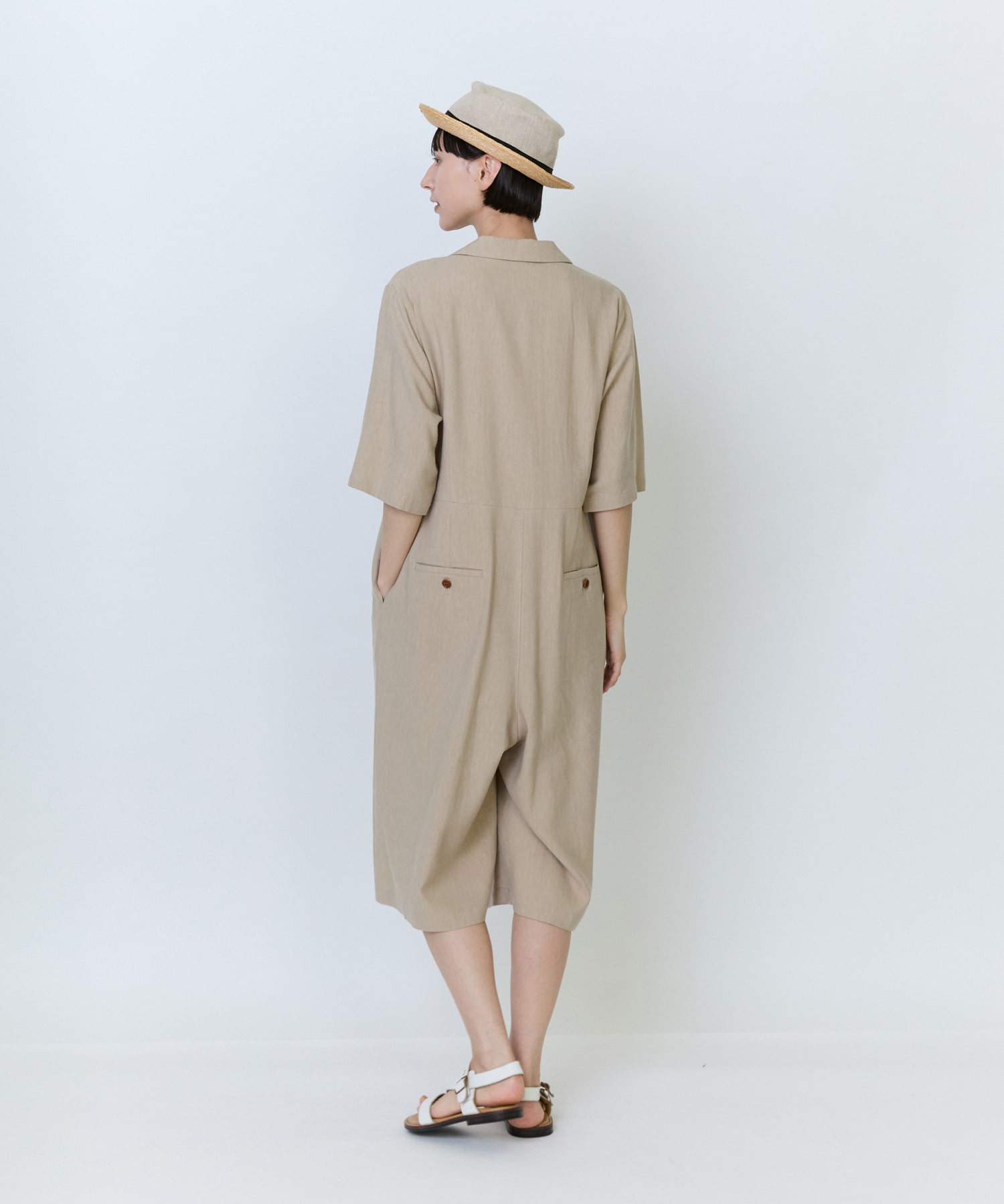 【LOISIR】テンセルコットンリネンオールインワン 詳細画像 ベージュ 3