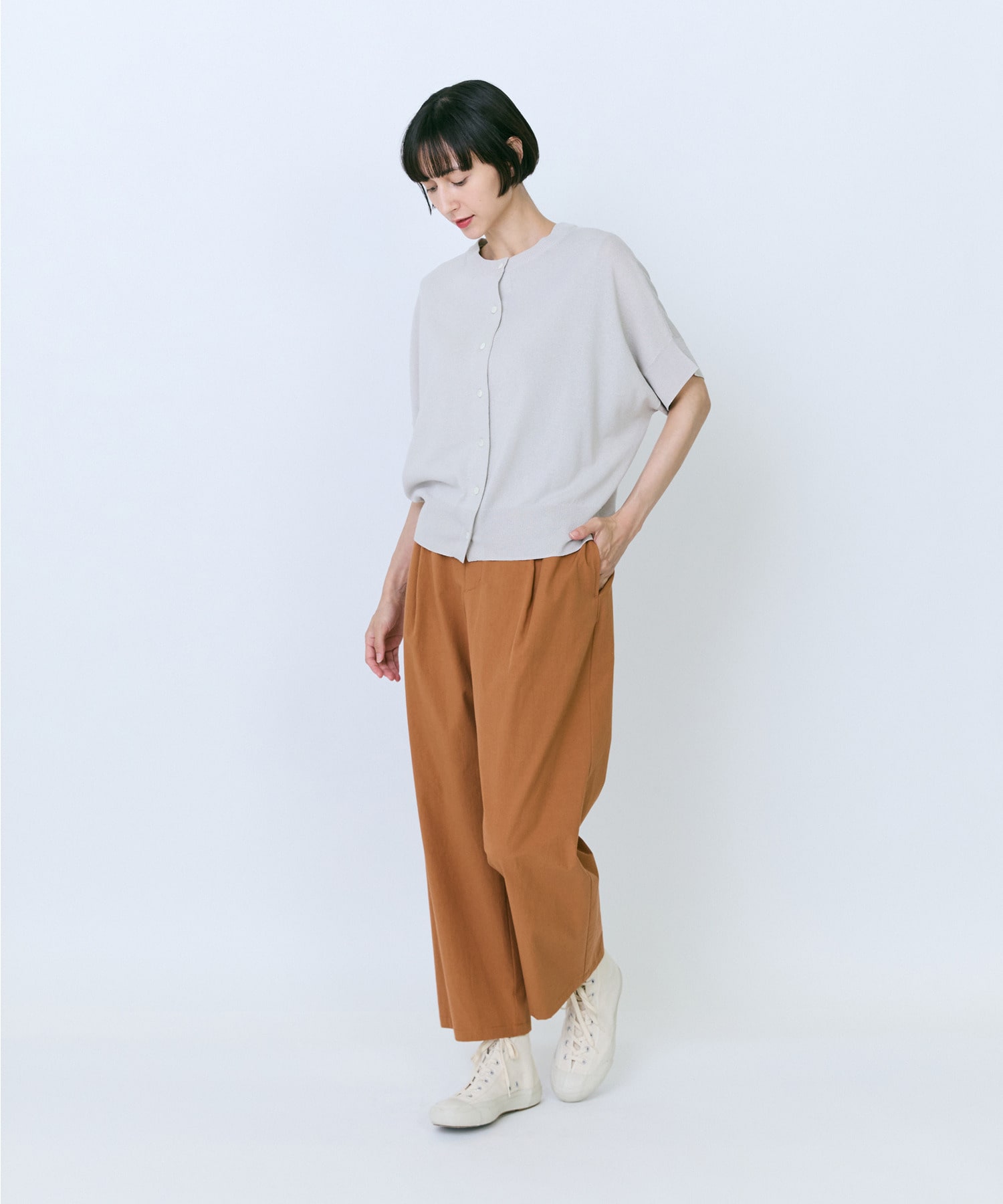 【LOISIR】コットンツイルテーパードパンツ 詳細画像 ネイビー 1
