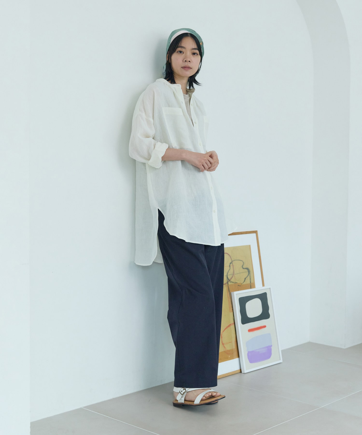 【LOISIR】コットンツイルテーパードパンツ 詳細画像 ネイビー 5