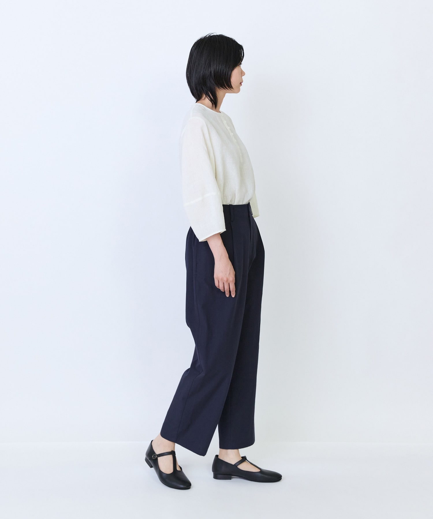 【LOISIR】コットンツイルテーパードパンツ 詳細画像 ネイビー 7