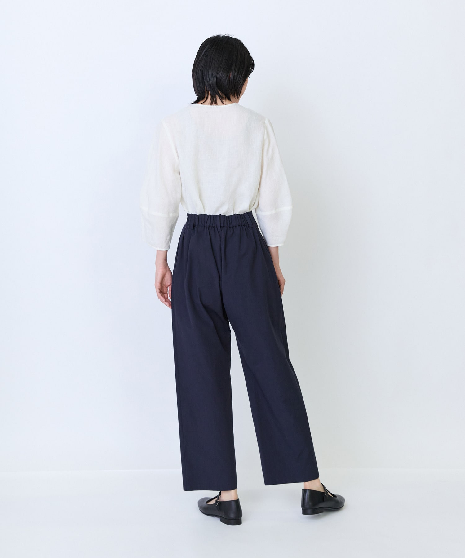 【LOISIR】コットンツイルテーパードパンツ 詳細画像 ネイビー 8
