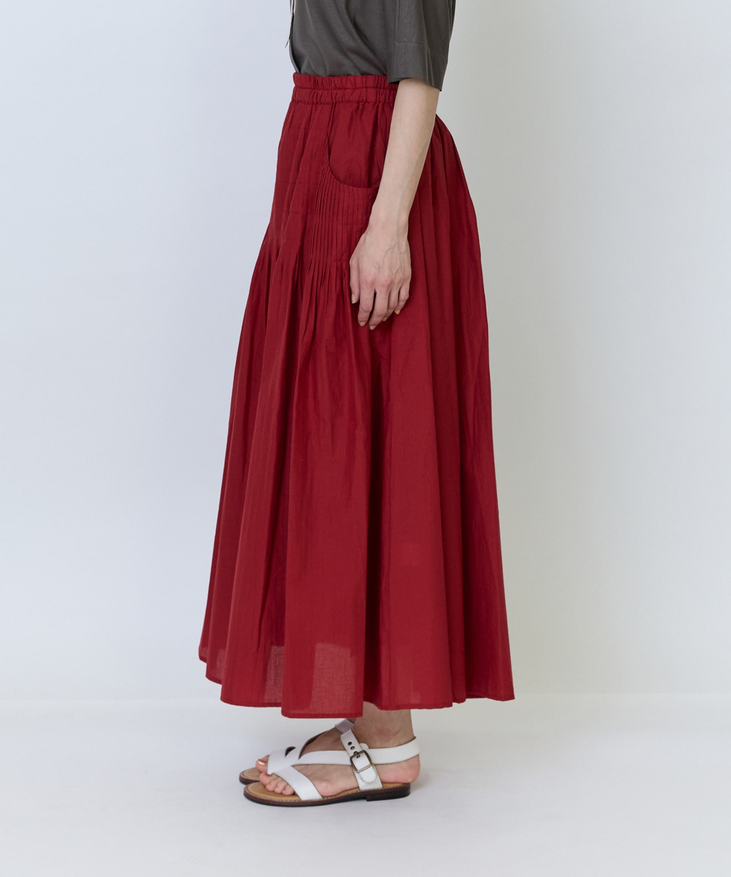 【LOISIR】インドコットンキャンブリックスカート 詳細画像 レッド 15