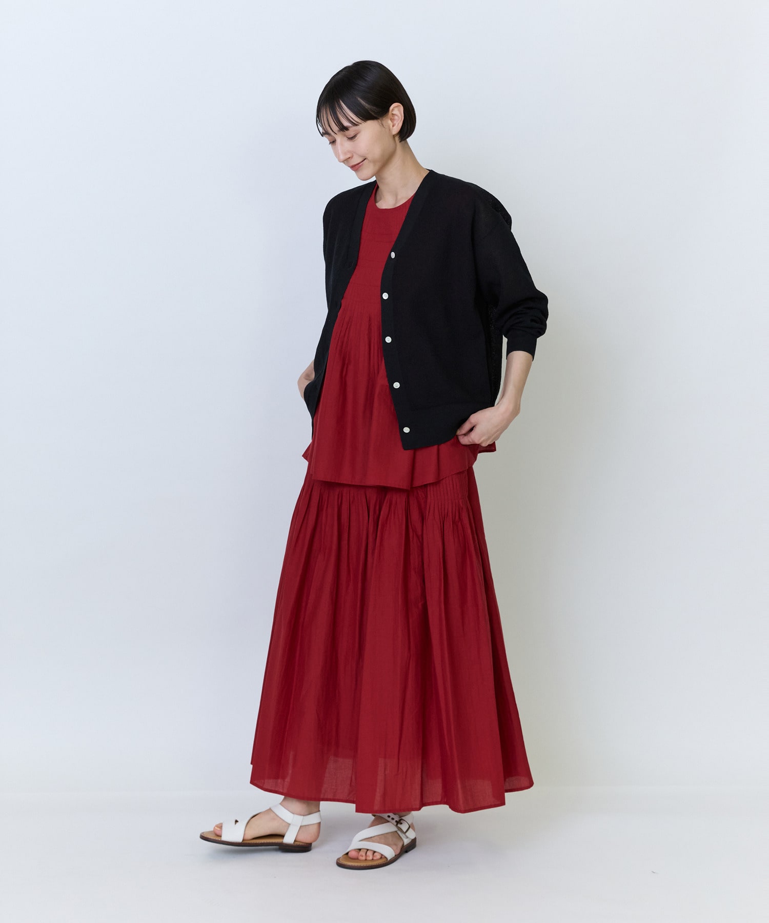 【LOISIR】インドコットンキャンブリックスカート 詳細画像 レッド 4
