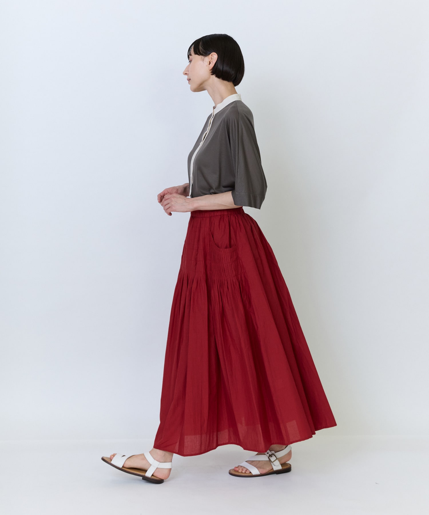 【LOISIR】インドコットンキャンブリックスカート 詳細画像 レッド 6
