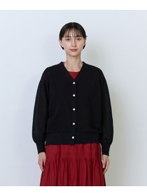 【LOISIR】綿麻エステルダブルジャカード編みカーディガン 詳細画像 ブラック 11