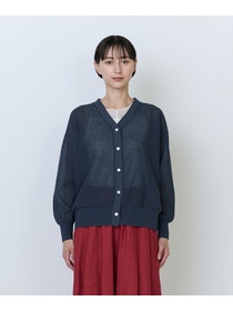 【LOISIR】綿麻エステルダブルジャカード編みカーディガン 詳細画像 ブラック 14