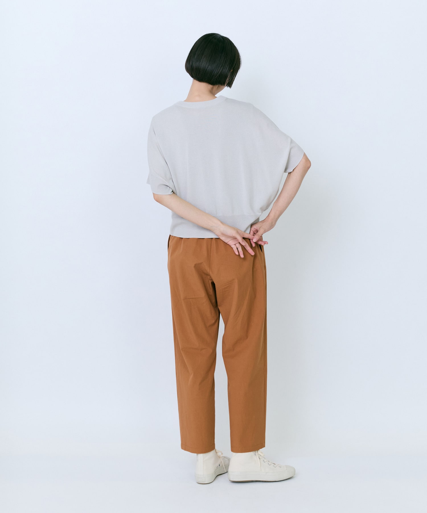 【LOISIR】【2WAY】和紙コットン天竺ボクシーカーディガン 詳細画像 ブラック 10