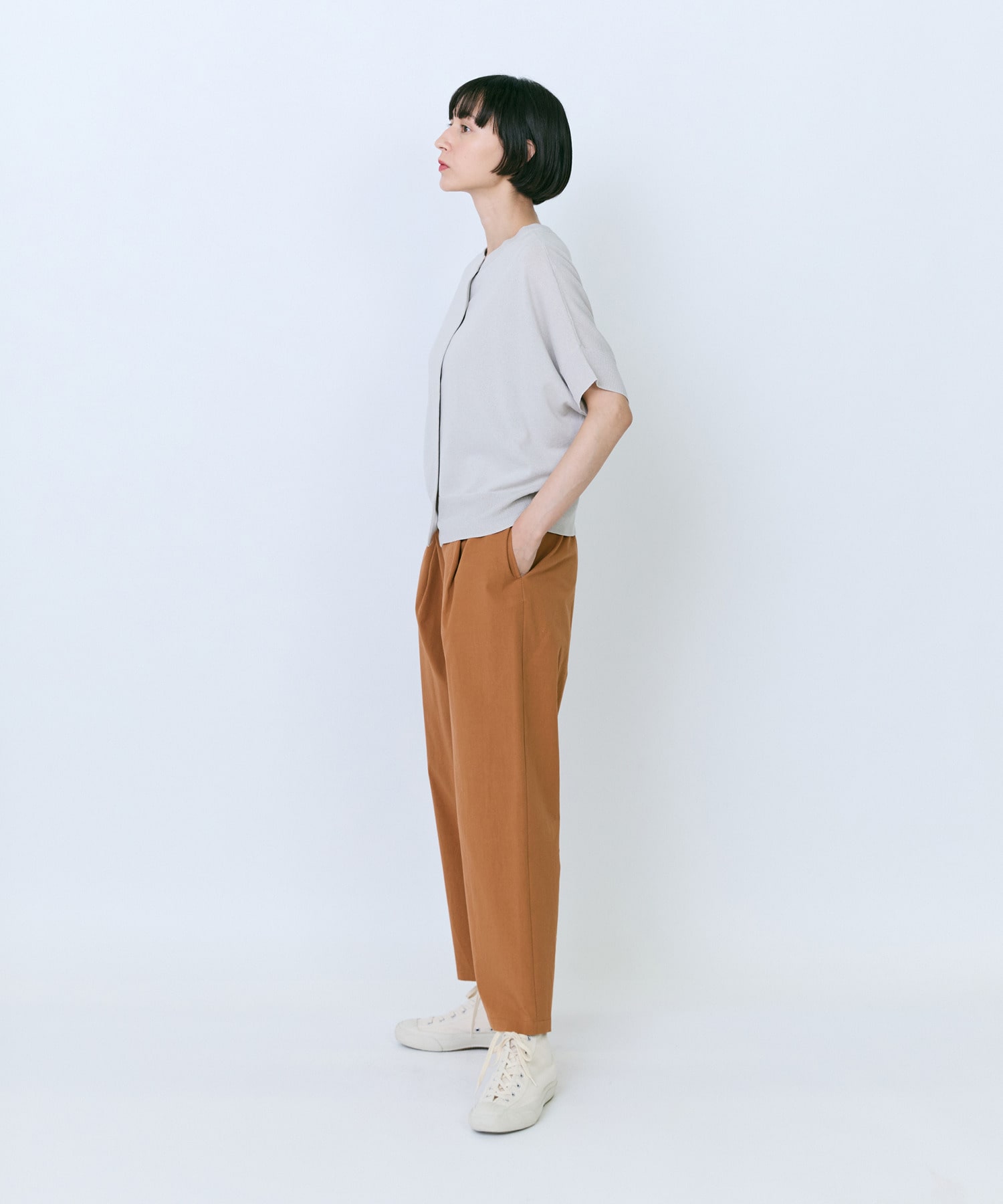 【LOISIR】【2WAY】和紙コットン天竺ボクシーカーディガン 詳細画像 ブラック 9