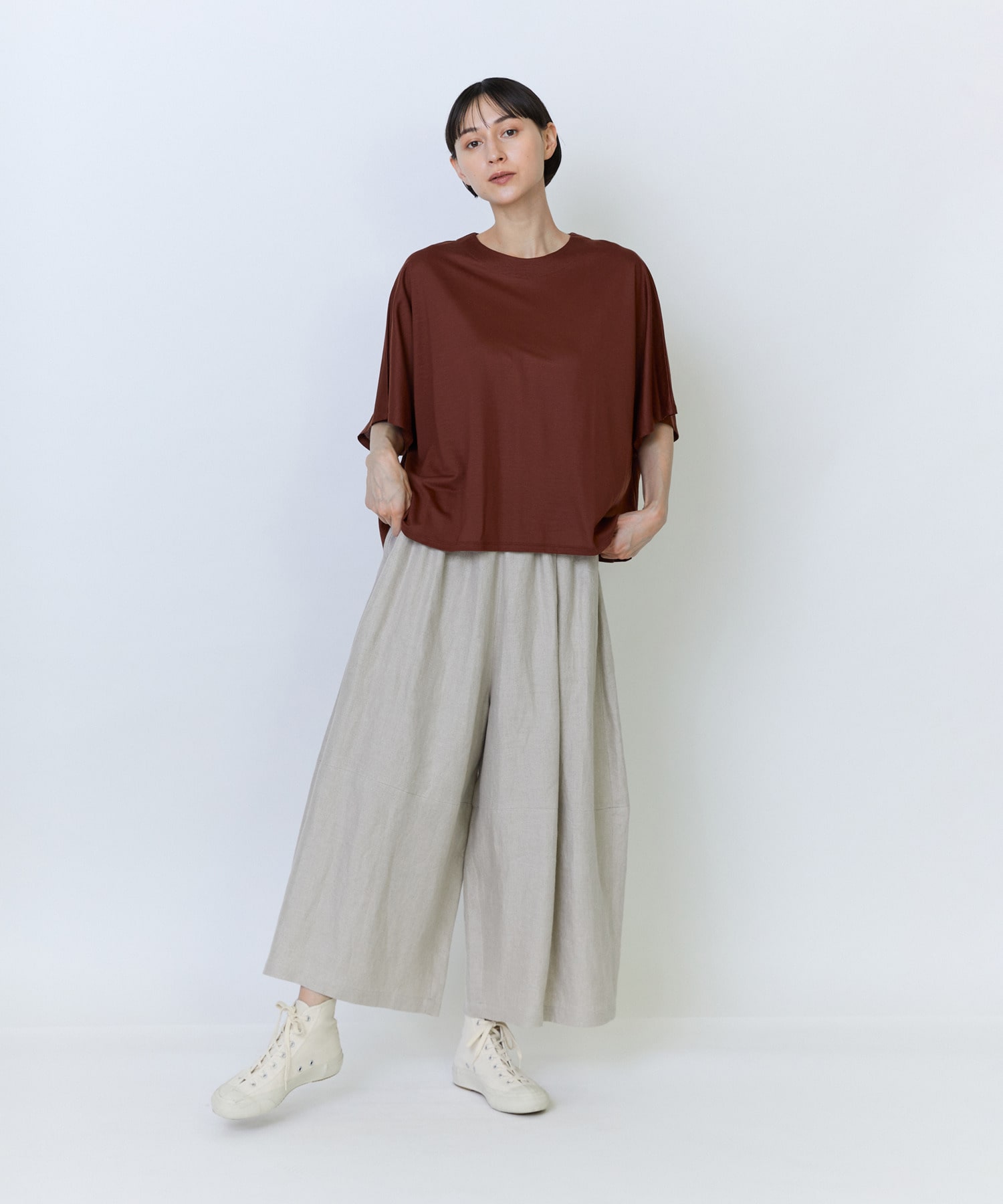 【LOISIR】リヨセル天竺ドルマンスリーブTシャツ 詳細画像 ブラック 4