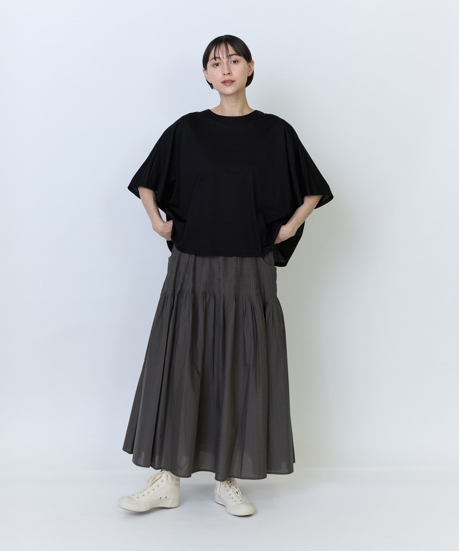 【LOISIR】リヨセル天竺ドルマンスリーブTシャツ 詳細画像 ブラック 7