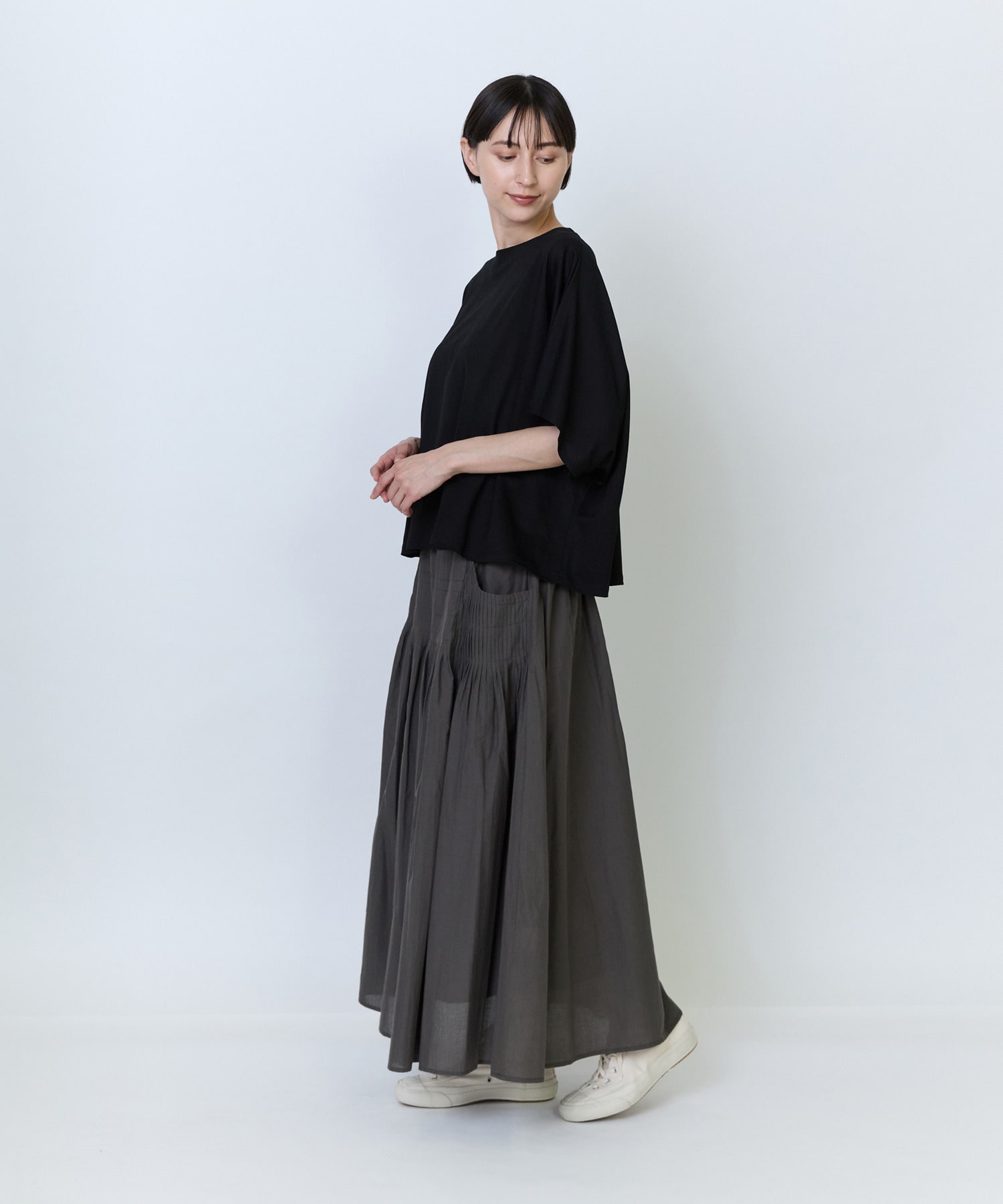 【LOISIR】リヨセル天竺ドルマンスリーブTシャツ 詳細画像 ブラック 8