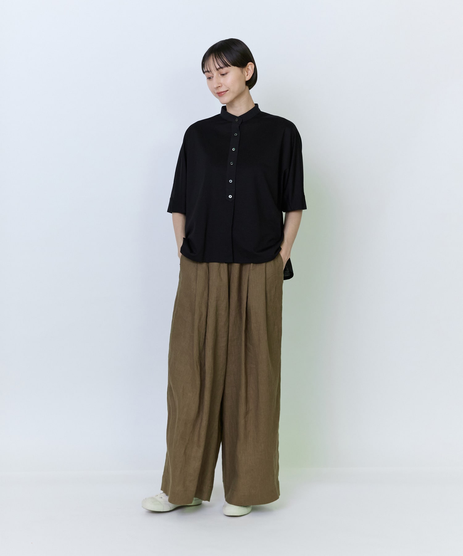 【LOISIR】リヨセル天竺カーディガンTシャツ 詳細画像 ブラック 2