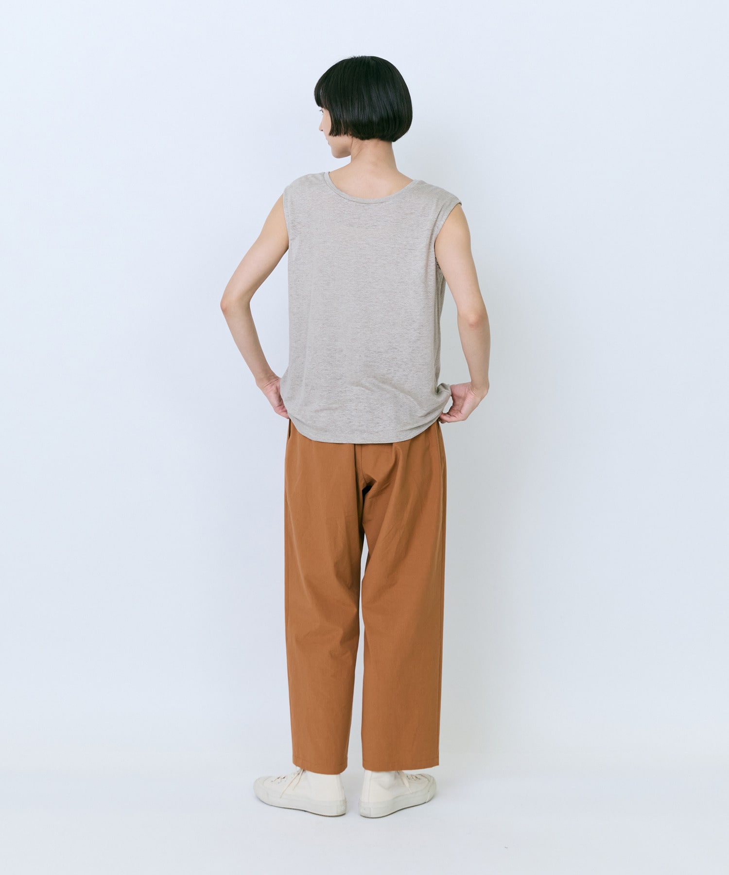 【LOISIR】リネン天竺スリーブレストップス 詳細画像 チャコール 3