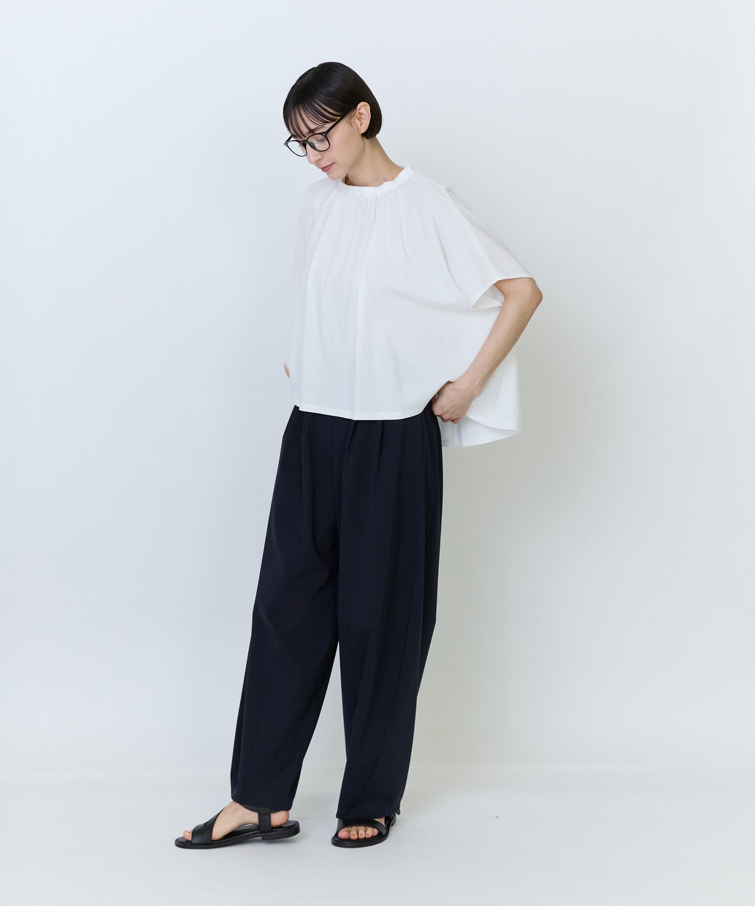 【LOISIR】綿ナイロンポンチバルーンパンツ 詳細画像 ネイビー 5