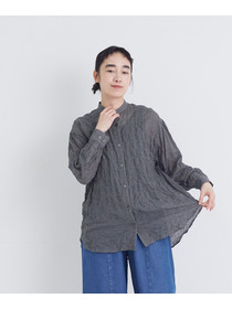 【congés payés】シャーリングバンドカラーロングシャツ 詳細画像 ブラック系その他 19