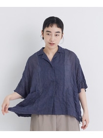【congés payés】【FAVE】シャーリングオープンカラーシャツジャケット 詳細画像 ブラウン系その他 18