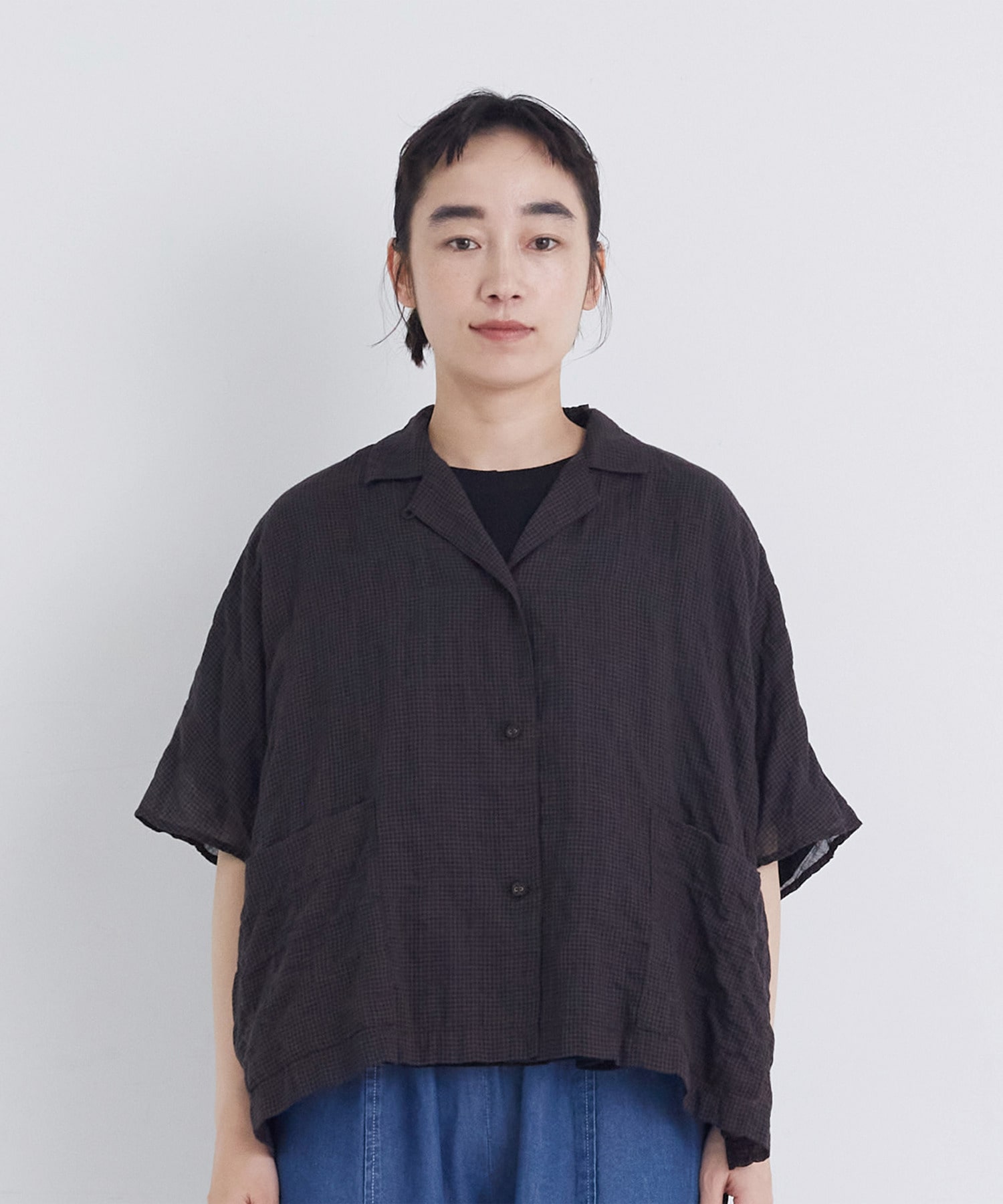 【congés payés】【FAVE】シャーリングオープンカラーシャツジャケット 詳細画像 ブラウン系その他 12
