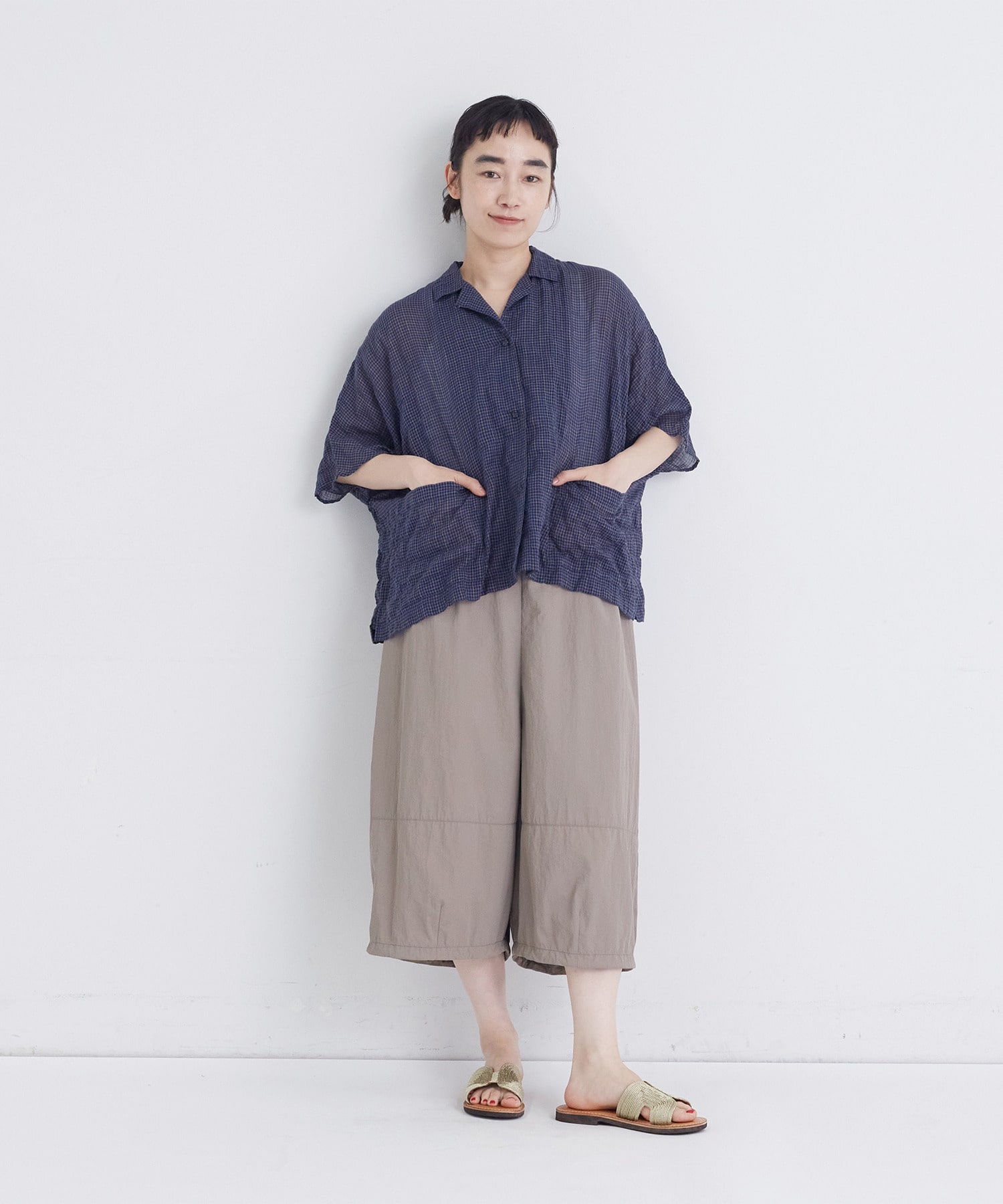 【congés payés】【FAVE】シャーリングオープンカラーシャツジャケット 詳細画像 ブラウン系その他 15
