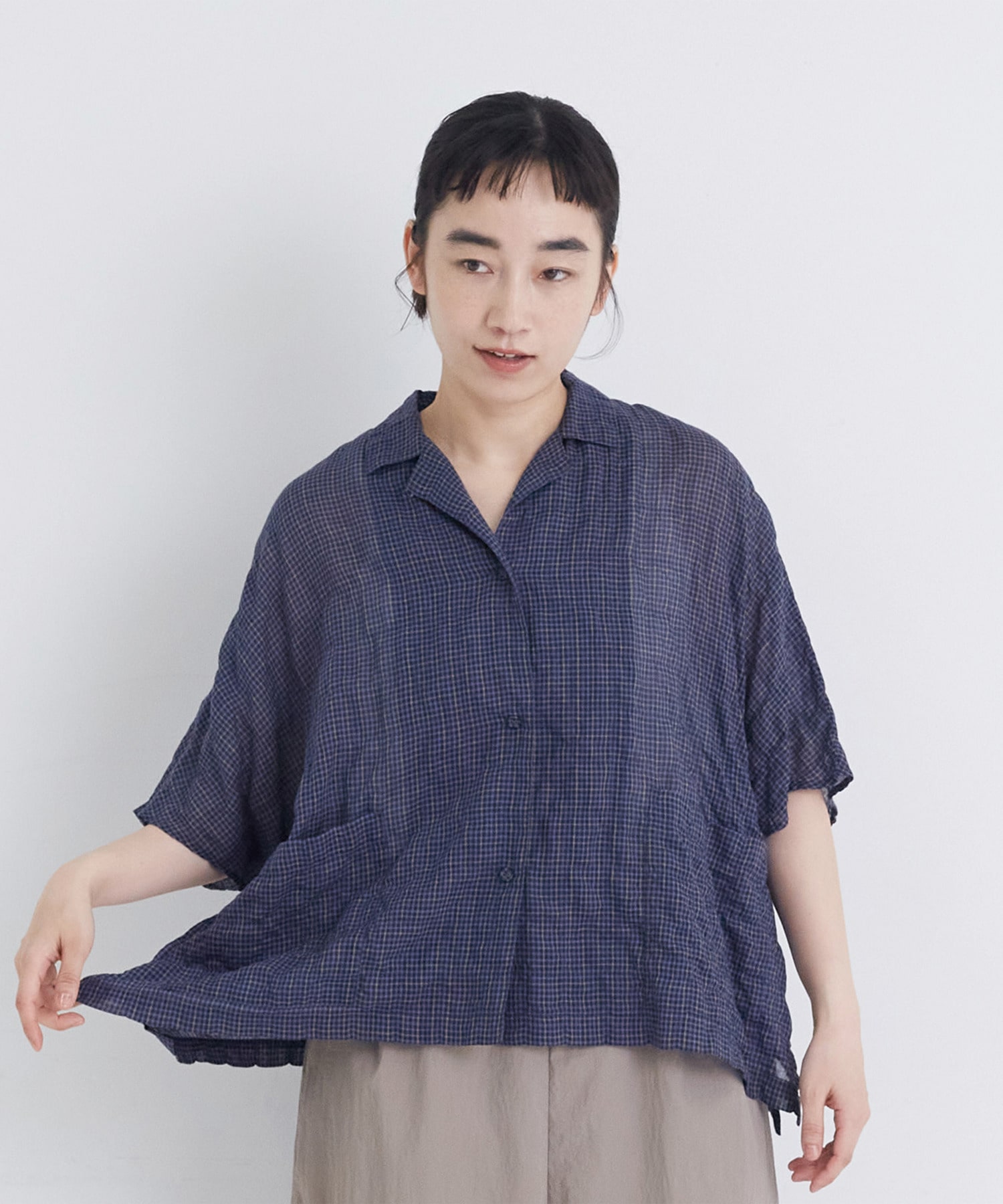 【congés payés】【FAVE】シャーリングオープンカラーシャツジャケット 詳細画像 ブラウン系その他 18